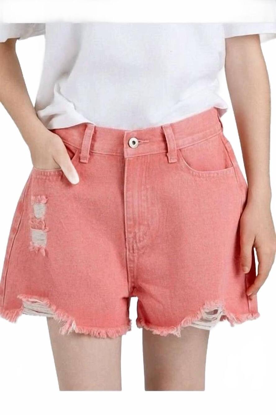NEW VERY J canyon fade denim shorts in pink